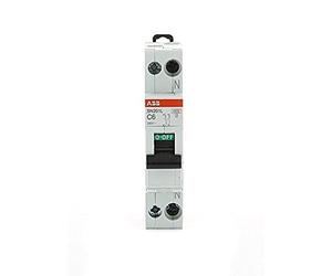 ABB Interrupteur Automatique Magnétothermique 1P+N 4,5 Ka Courbe C 1 Module Din SN201LC6 6 Ampères