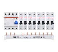 ABB Kit comprenant 1 commutateur FI F204A-40/0,03 + 8 interrupteurs LS ABB S201-B16 + 1 barre omnibus PS3/12 + FI allongable