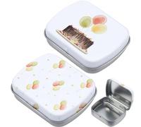 Abbdbd 2pcs / Set Metal Portable Box Portable Box Mini Rectangle Boîte Vide Boîte en Métal avec Couvercles À Charnière Conteneurs De Rangement Mignons pour Candy Coin