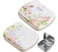 Abbdbd 2pcs / Set Metal Portable Box Portable Box Mini Rectangle Boîte Vide Boîte en Métal avec Couvercles À Charnière Conteneurs De Rangement Mignons pour Candy Coin