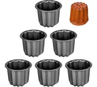 Abbdbd 6 Pièces/Ensemble Canele Moule en Acier Au Carbone Canele Moules De Cuisson Antiadhésif Cannele Moule Mini Boîtes À Gâteaux Pâtisserie Moule À Biscuits Outil De Cuisson
