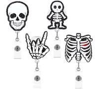 Abbdbd Bobines De Badges d'halloween 4 Pièces, Porte-Badges Rétractable D'infirmière, Porte-Badges D'identification pour Étudiants, Infirmières, Enseignants, Bureau
