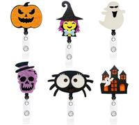 Abbdbd Bobines De Badges d'halloween 6 Pièces, Porte-Badges Rétractable D'infirmière, Porte-Badges D'identification pour Étudiants, Infirmières, Enseignants, Bureau