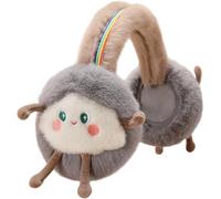 Abbdbd Cache-Oreilles d'hiver en Fourrure pour Enfants, Jolis Cache-Oreilles en Peluche Motif Nuages, Protection Anti-Vent Pliable pour Les Oreilles des Élèves