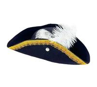 Abbdbd Chapeau Tricorne De Pirate Noir De Style Colonial Avec Bordure Dorée Pour Fête Sur Le Thème Des, Déguisement D'halloween, Cosplay, Mascarade