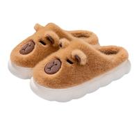 Abbdbd Chaussons en Peluche Capybara À Enfiler, Pantoufles Thermiques Mignonnes pour Maison, Pantoufles Confortables Moelleuses pour Couple, Antidérapantes pour Hommes Femmes