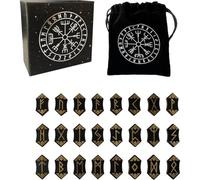 Abbdbd Ensemble De Runes en Bois en Tissu D' en Moulage De Rune, De Rangement Dédié, Fournitures De Sorcellerie Wicca pour Divination, Runes Viking