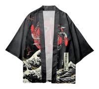 Abbdbd Hommes Kimono Streetwear Femmes Cardigan Cosplay Haori Yukata Hauts Robe Vêtements Lune Imprimé Plage Japonais Kimono
