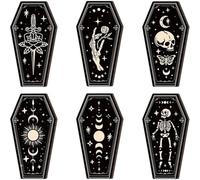 Abbdbd Lot De 6 Décorations Murales en Forme De Cercueil, Style Gothique en Bois, À Suspendre, pour Halloween, pour Maison, Chambre Salle De Bain