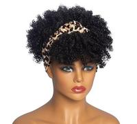 Abbdbd Perruques Courtes Crépues Bou s pour Femmes Noires, Perruques Afro Bou s Blondes avec Écharpe, Perruque De Cosplay Bou Naturelle, Synthétiques