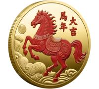 Abbdbd Pièces De Collection Cheval, Médaille Commémorative du Zodiaque Cheval, Médaille Commémorative De L'année du Cheval, Ornements De Pièces De Monnaie, Artisanat