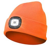 Abbicen Bonnet Lampe avec Frontale LED Tricoté Chapeau avec Phares Lumineux Hommes et Femmes Trois en Tricot d'hiver léger Rechargeables par USB