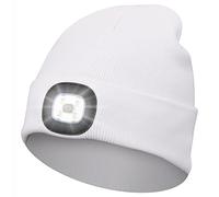 Abbicen Bonnet Lampe avec Frontale LED Tricoté Chapeau avec Phares Lumineux Hommes et Femmes Trois en Tricot d'hiver léger Rechargeables par USB