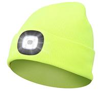 Abbicen Bonnet Lampe avec Frontale LED Tricoté Chapeau avec Phares Lumineux Hommes et Femmes Trois en Tricot d'hiver léger Rechargeables par USB