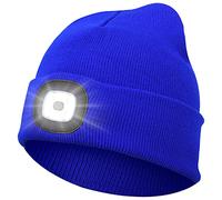 Abbicen Bonnet Lampe avec Frontale LED Tricoté Chapeau avec Phares Lumineux Hommes et Femmes Trois en Tricot d'hiver léger Rechargeables par USB