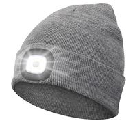 Abbicen Bonnet Lampe avec Frontale LED Tricoté Chapeau avec Phares Lumineux Hommes et Femmes Trois en Tricot d'hiver léger Rechargeables par USB