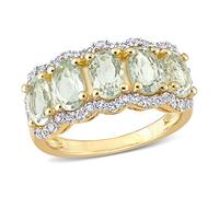 Abbie+Cleo Bague large en argent sterling plaqué avec pierre précieuse ovale pour femme, 9, Métal, Quartz vert Topaze blanche