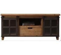 ABBNIA Buffet rétro en Bois Massif, Meuble TV, décoration Industrielle, Meuble Bas, Buffet de Salon, Chambre à Coucher, Armoire à vin en Fer forgé