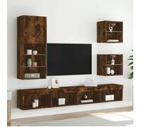 ABBO-SALE*Cabinet TV - Armoire de téléviseur - avec éclairage LED - chêne fumé 40 5 x 30 x 102cm SOL695144