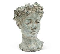 Abbott Collection Cache-Pot tête de déesse - Grand modèle en Ciment pour intérieur et extérieur, pour Fleurs et Plantes Grasses (Gris, 25 cm de Hauteur, Ouverture 11,5 cm)