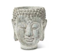 Abbott Collection Grand Pot de Fleurs en Forme de tête de Bouddha Gris Pierre L