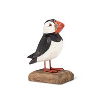 Abbott Collection Petit macareux sculpté sur socle | Bois vieilli sculpté à la main, décoration côtière, noir/blanc, 16,5 cm de hauteur
