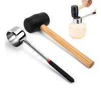 Abbto 3 PCS Outils pour ouvrir les noix de coco - Outil d'ouverture en crocodile en acier inoxydable avec des arêtes vives | Marteau en caoutchouc et fabricant de trous pour noix de coco, articles