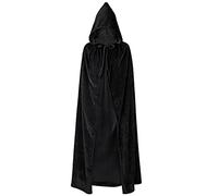 Abbto Cape de Cosplay d'Halloween | Cape noire unisexe avec capuchon, cadeau de poncho de robe de déguisement de manteau de sorcière