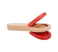 Abbto Castagnette en bois avec manche long | Plateau de castagnettes avec manche à percussion en bois pour bébé, badage en bois pour bébé, cadeau éducatif précoce pour enfants, manche enfant