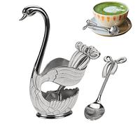 Abbto Cuillères à café pour bar | Ensemble de porte-cuillères en alliage d'or et d'argent pour usage alimentaire 6 pièces, cuillères adaptées pour café, fruits, desserts, sucre, glaces, vaisselle pour