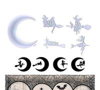 Abbto Lot de 2 moules en silicone d'Halloween pour résine, moules de coulée en résine époxy d'Halloween sorcière et lune | moule en silicone d'Halloween pour pendentif à suspendre pour décorations