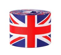 Abbto Lot de 2 rouleaux de ruban Union Jack, ruban du drapeau britannique Queen's Jubilee de 4,6 m, idéal pour les projets d'artisanat, la création d'albums, les nœuds pour les cheveux, l'emballage