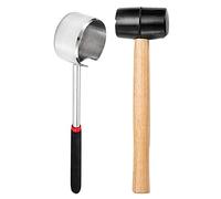 Abbto Lot de 3 marteaux à noix de coco faciles à utiliser en acier inoxydable - Appareils de cuisine confortables et fiables, maillet en caoutchouc avec manche en bois et ouvre-bouteille en noix de