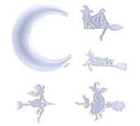 Abbto Lot de 5 moules en silicone pour Halloween pour résine | moules de coulée en résine époxy pour Halloween sorcière et lune - moule en silicone pour décorations de fête en résine pour art