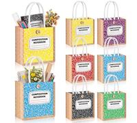 Abbylike Lot de 6 sacs fourre-tout en toile de jute avec poignée et bouton - Sacs cadeaux réutilisables en toile de jute pour femme - Pour mariage, fête prénuptiale (carnets colorés)