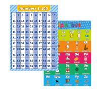 ABC Alphabet et chiffres 1 à 100 Tableaux pour enfants - Grand tableau 44 x 61 cm pour les tout-petits d'âge préscolaire, salle de classe