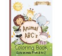 ABC Animals Coloring Book: Cute & Easy Large Print Letters A-Z for Kids (8.5x11, One-Sided, 26 Pages)