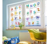 ABC Autocollants de fenêtre en forme d'animaux pour enfants, autocollants muraux éducatifs, autocollants en verre sur le thème de l'alphabet et des animaux pour décoration de chambre d'enfant