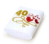 Abc Casa Serviette cadeau pour 40e anniversaire avec cœurs brodés et 40 ans pour femme et femme une idée de cadeau pratique pour 40 ans d'anniversaire utile pour un cadeau d'anniversaire de 40 ans.