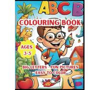 ABC Coloring Book for Kids Ages 3-5:: Fun Big Alphabet Letters with Animals & Objects | 52 Easy One - Sided Designs for Toddlers - Preschool & Kindergarten Learning