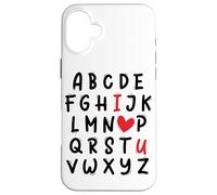 ABC I Love U Heart Valentine's Day I Heart You Alphabet Coque pour iPhone 16 Plus