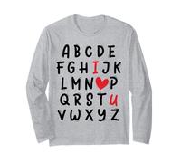 ABC I Love U Heart Valentine's Day I Heart You Alphabet Manche Longue
