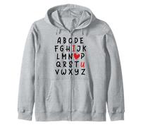 ABC I Love U Heart Valentine's Day I Heart You Alphabet Sweat à Capuche