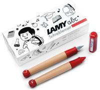 Abc Kit D'apprentissage D'écriture Rouge Avec Emballage Cadeau Composé De 1 Stylo Plume Fine Et 1 Crayon À Papier, Poignée Antidérapante, Capuchon Et Cube En Plastique