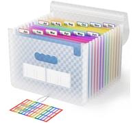 ABC life A4 Rangement Papier Administratif Trieur 13 Compartiments,A4 Trieur Document avec Motif de Grille,Dossier à 13 Pochettes,Portable Valisette Trieur Accordeon,pour le Bureau et Maison(Bleu)