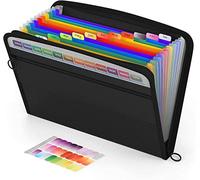 ABC life Extensible Pochettes pour Documents 13 Poches,A4 Trieur Document avec Fermeture à Glissière,Organisateur De Documents Porte-documents De Dossier D'accordéon Coloré,Noir