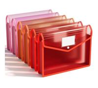 ABC life Lot de 6 Pochettes Plastique A4, Imperméable Enveloppe Transparente Chemise à Bouton Pression Porte-Document Extensible Fichier Document, pour Bureau, École, Maison, 3 Couleurs