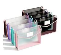 ABC life Lot de 8 Pochettes Plastique A4, Imperméable Enveloppe Transparente Chemise à Bouton Pression Porte-Document Extensible Fichier Document, pour Bureau, École, Maison, Bordure Bicolore