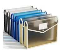 ABC life Pochette Plastique A4, 6 Pcs Enveloppe Transparente Chemise à Bouton Pression Polypropylène Porte-Document Extensible Fichier Document, Poly Poches Enveloppe avec Porte-Cartes de Visite