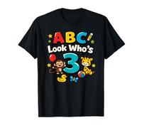 ABC Look Who's 3 Fille Garçon Tout-Petit 3e Anniversaire T-Shirt
